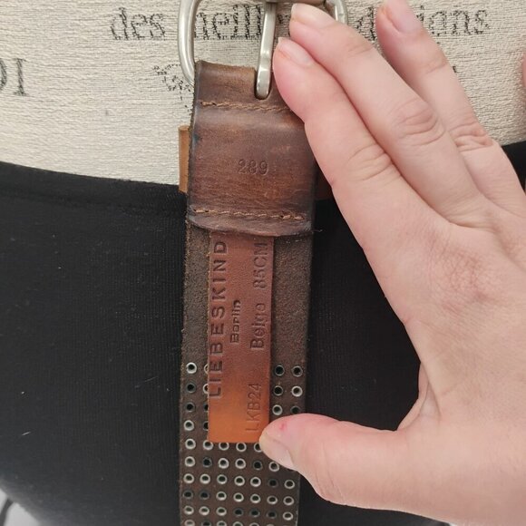 LIEBE SKIND BERLIN LEATHER BELT LK B24 85 CM SIZE M RHINESTONE BEADED - Picture 2 of 10